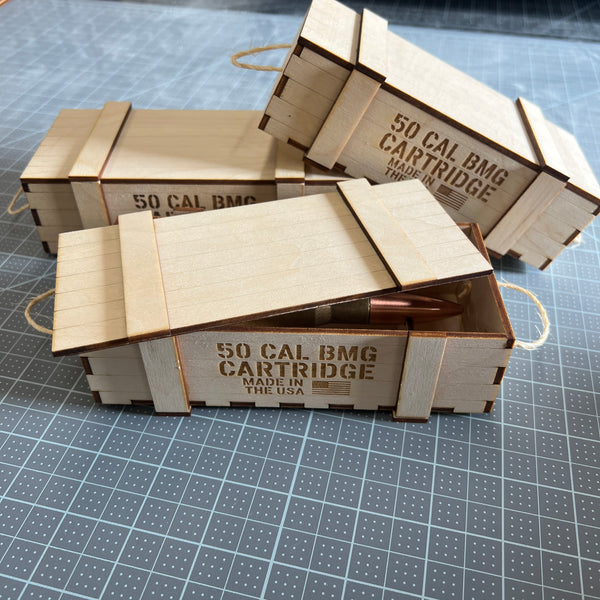 50 Cal Wooden Ammo Crate Pen Gift Box
