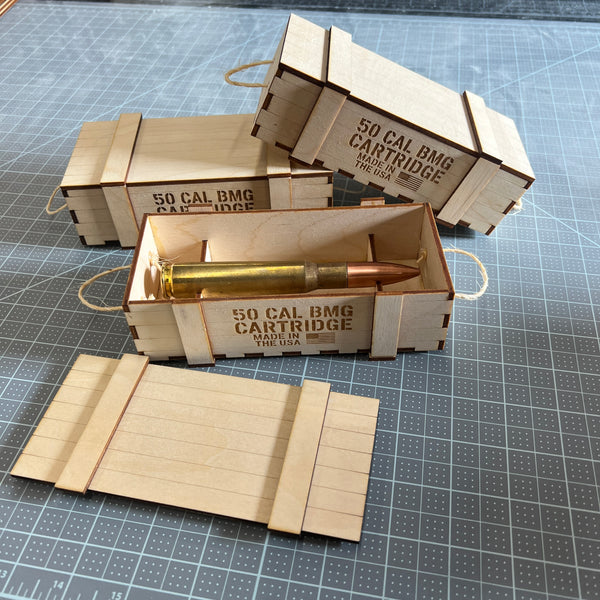 50 Cal Wooden Ammo Crate Pen Gift Box