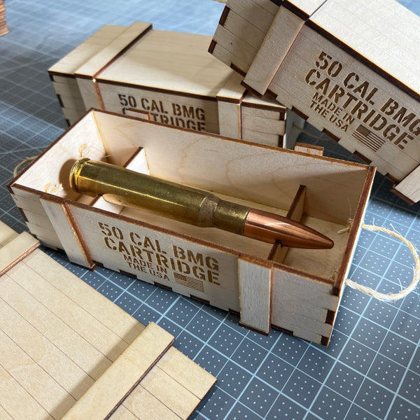 50 Cal Wooden Ammo Crate Pen Gift Box