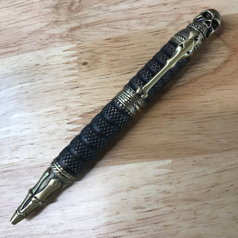 Brass Skull Knurled Pen