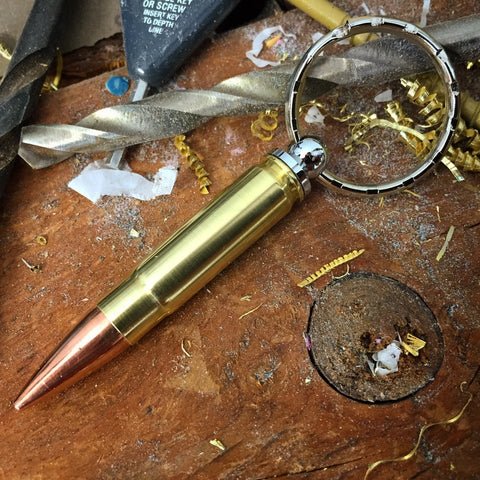 Brass bullet keychain