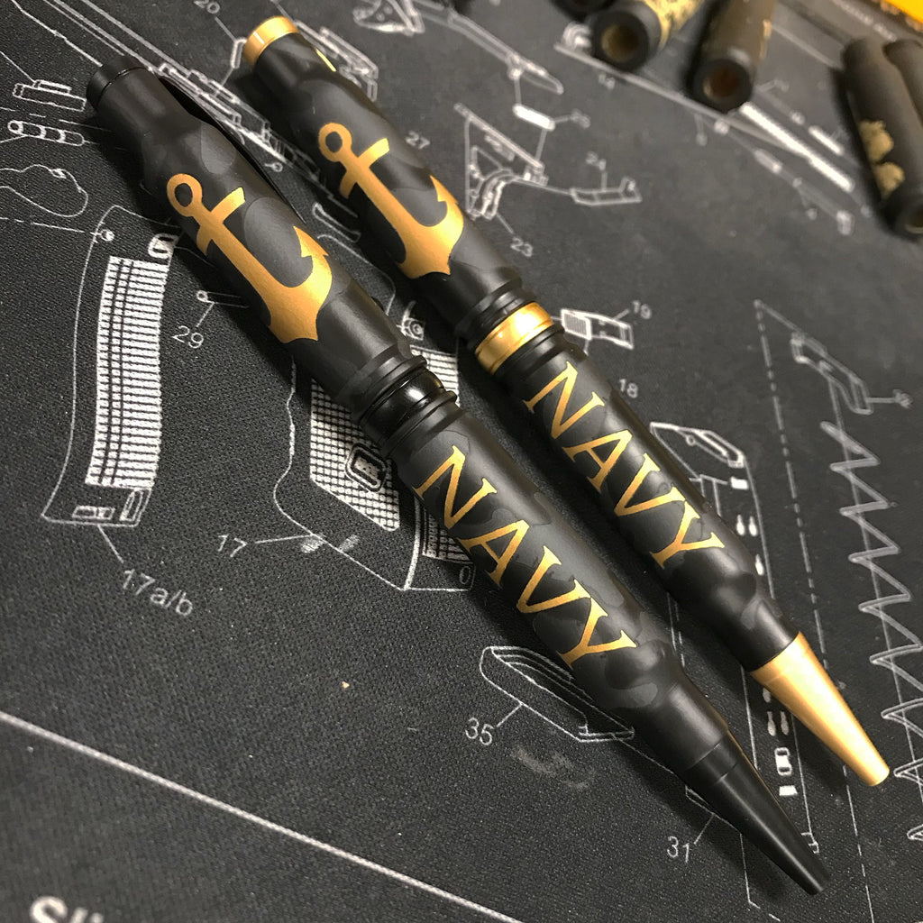 Navy Cerakote Chief Gift Pen made of Bullet shells